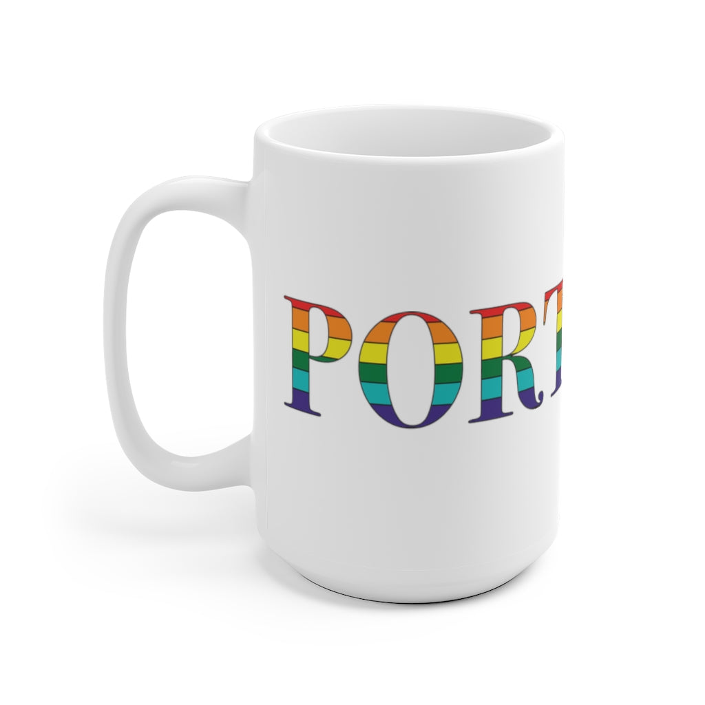 Portland Maine Rainbow  White Ceramic Mug