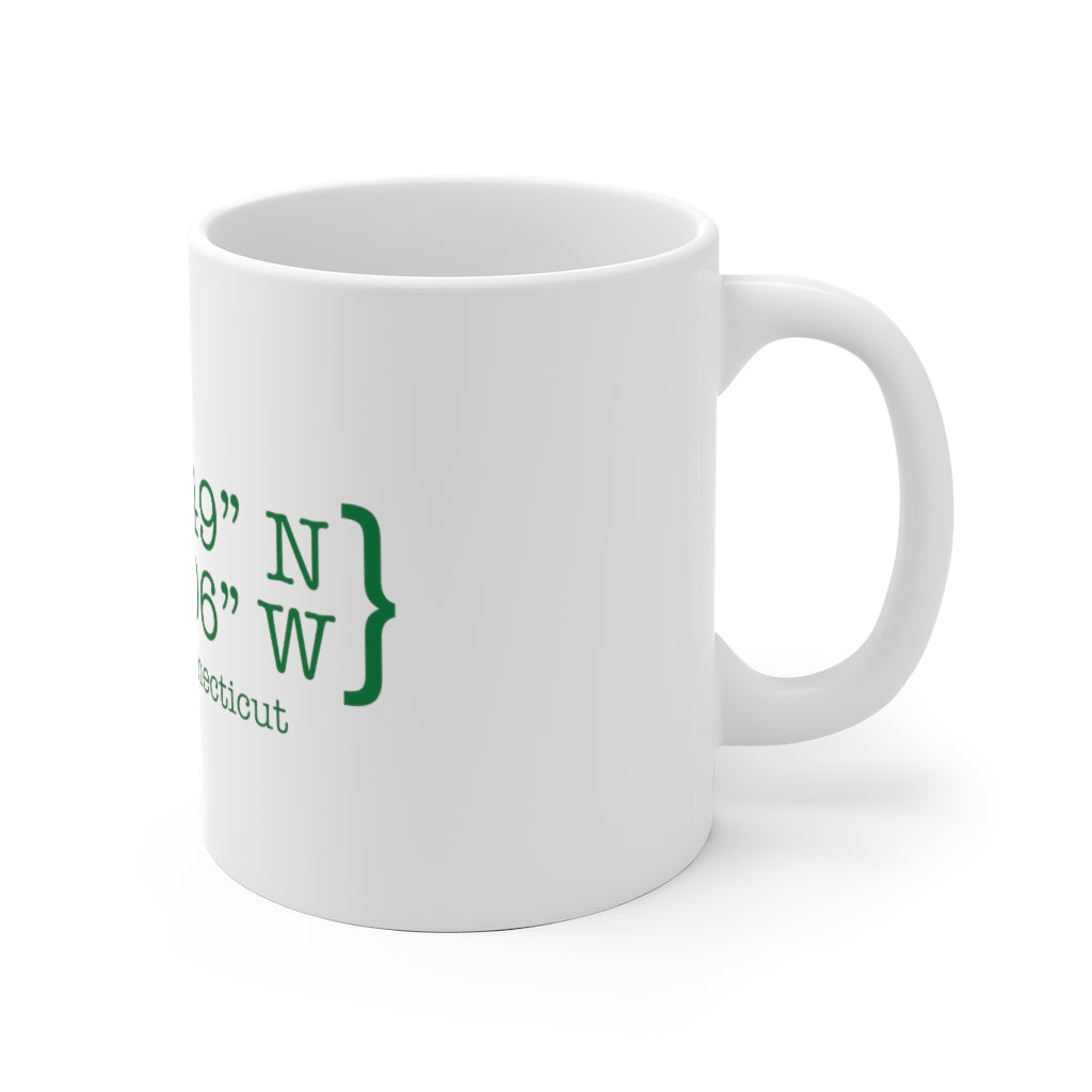 Hartford Coordinates White Ceramic Mug  Proceeds help grow Finding Connecticut's website and brand.   Click here to return to our home page. 