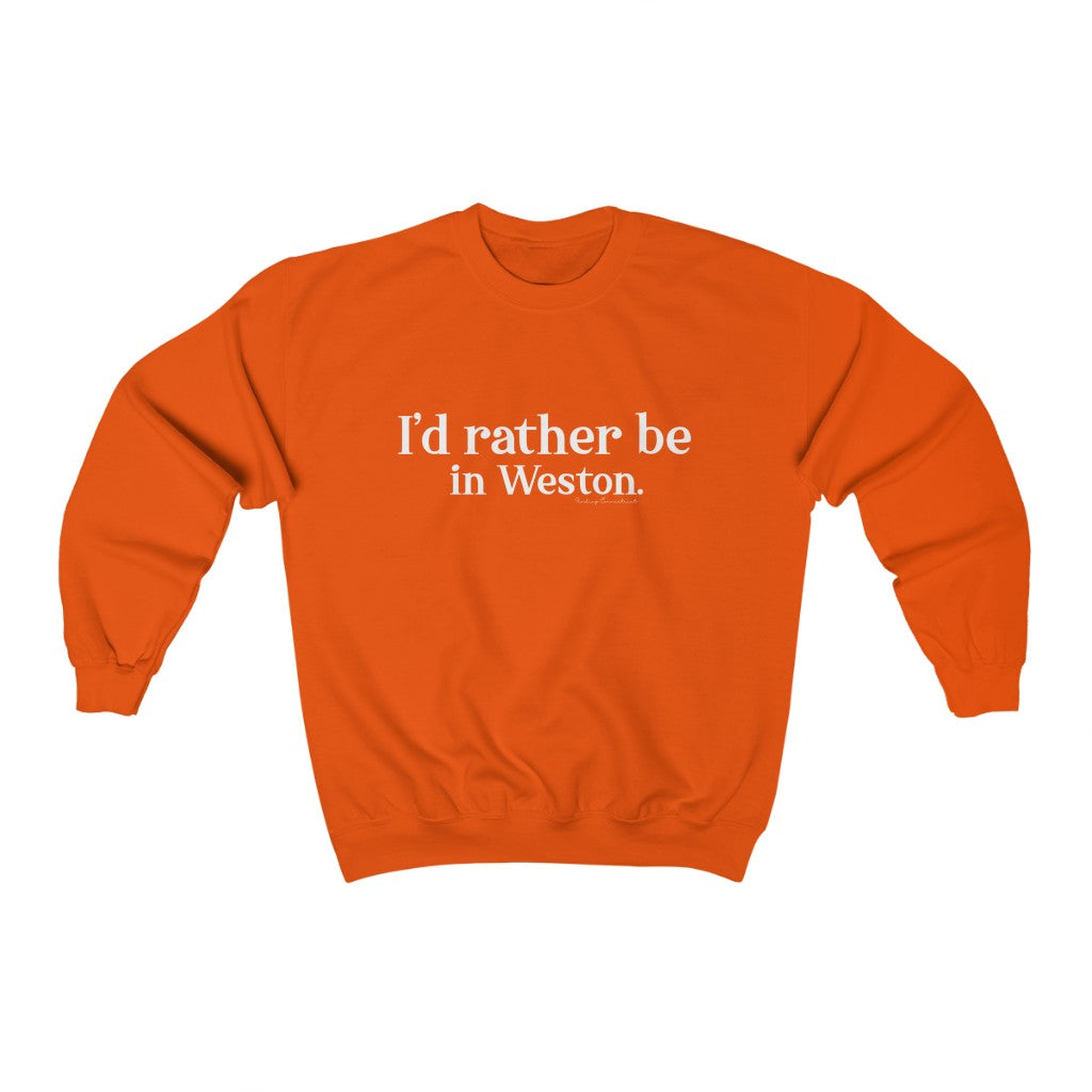 I’d rather be  in Weston.  Weston Connecticut tee shirts, hoodies sweatshirts, mugs and other apparel, home gifts and souvenirs. Proceeds of this collections goes to help Finding Connecticut’s brand. Free USA shipping 