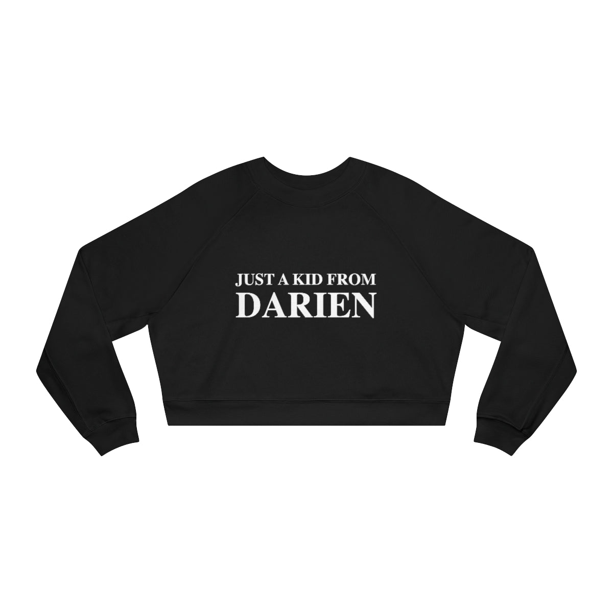 just a kid from darien ct cropped womens sweatshirt