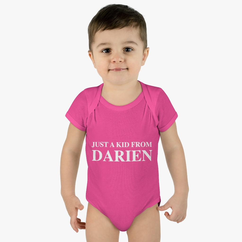 Just a kid from Darien Infant Baby Rib Bodysuit