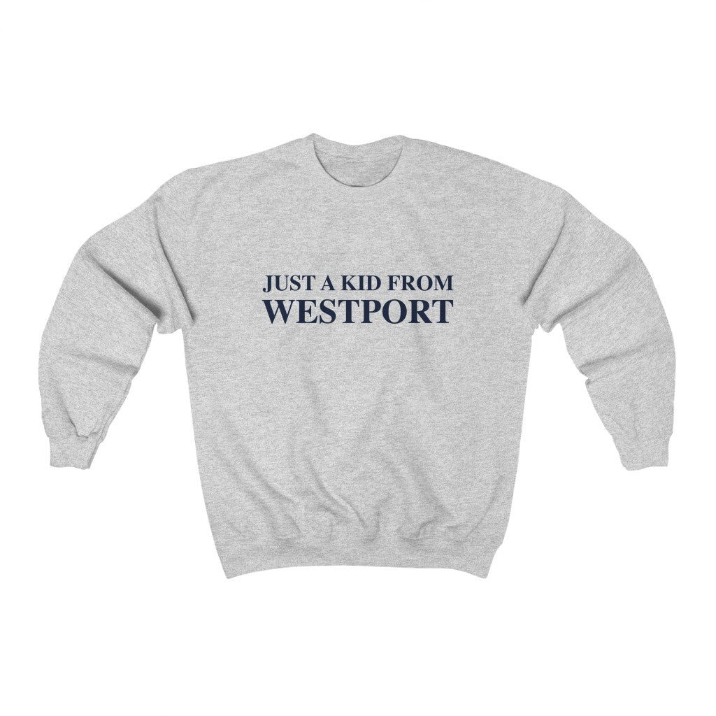 Just a kid from Westport Unisex Heavy Blend Crewneck Sweatshirt 