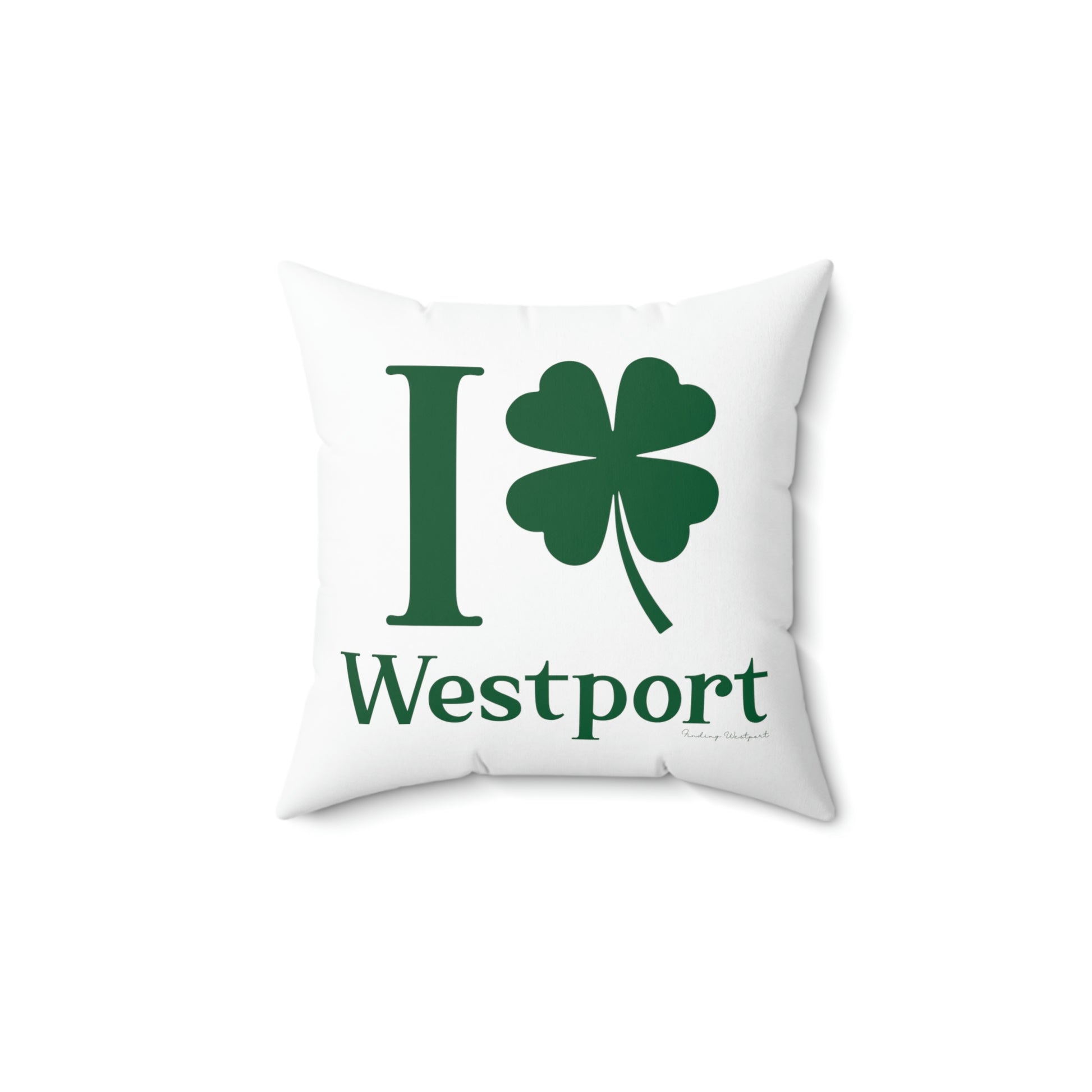 westport connecticut st. patricks day piillow, i clover westport 