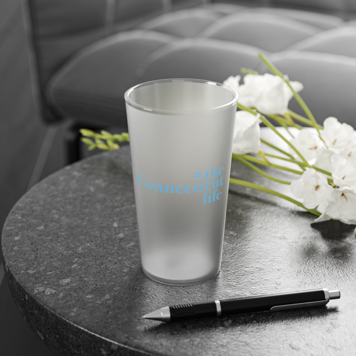 #theconnecticutlife Frosted Pint Glass, 16oz