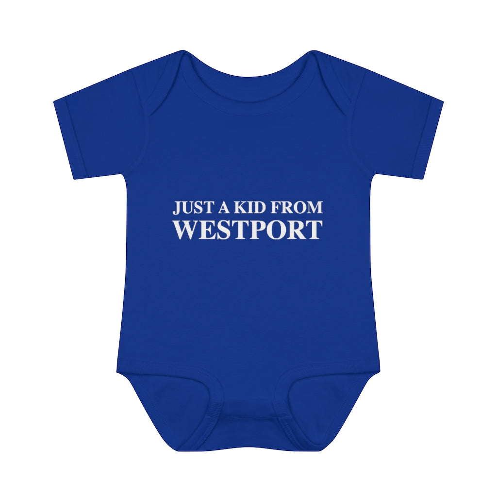 Just a kid from Westport Infant Baby Rib Bodysuit