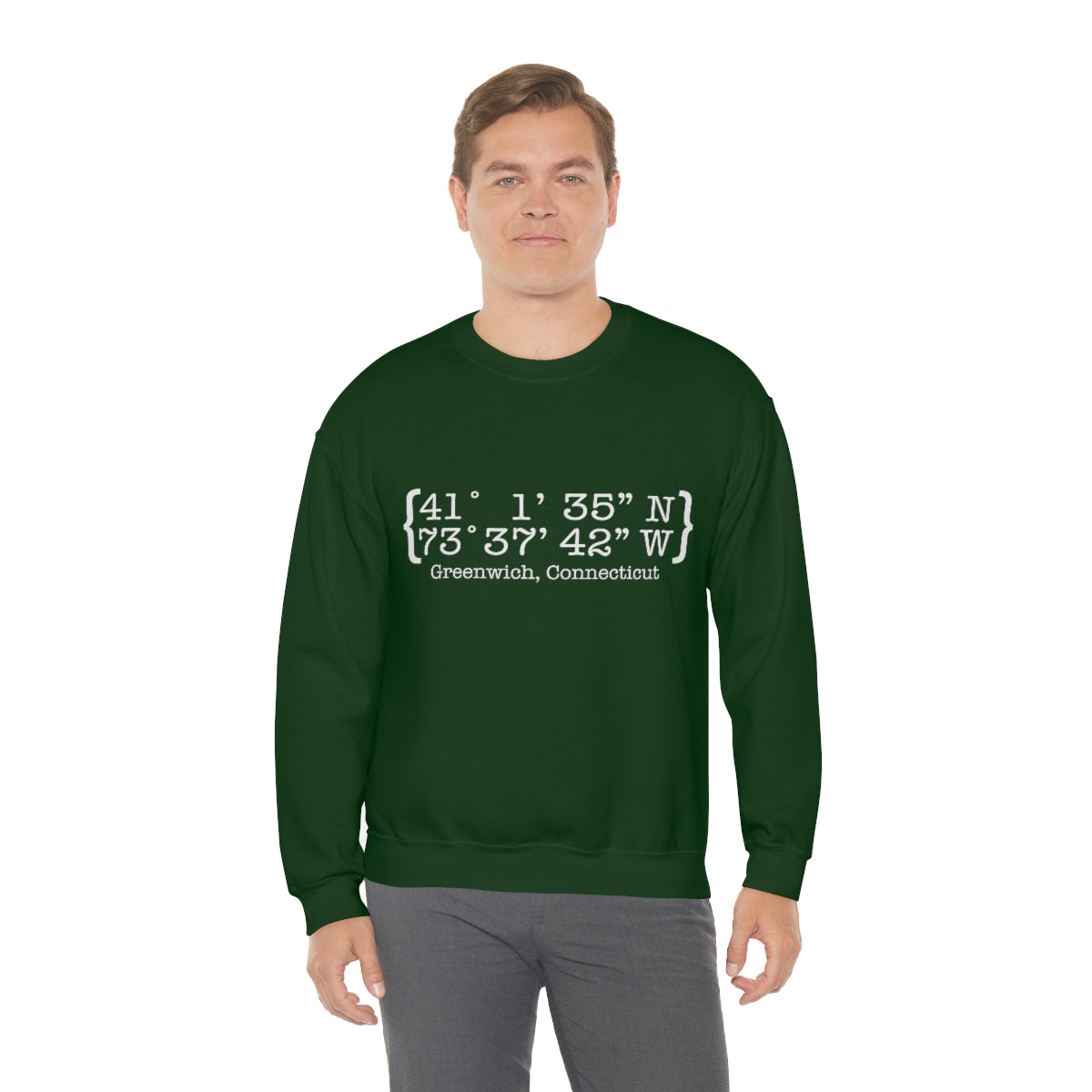 Greenwich Coordinates Unisex Heavy Blend™ Crewneck Sweatshirt - White Print