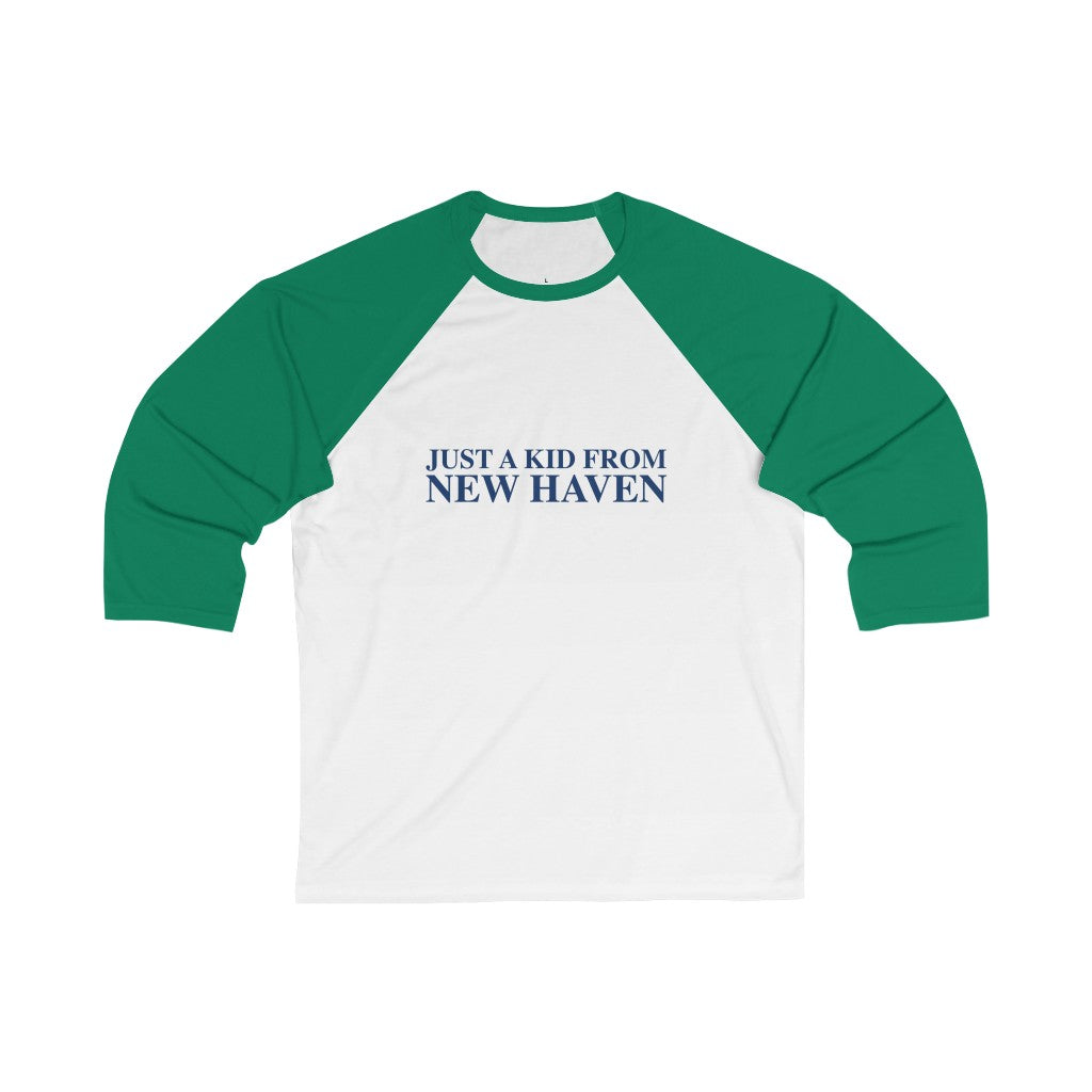 Just a kid from New Haven Unisex 3/4 Sleeve Baseball Tee