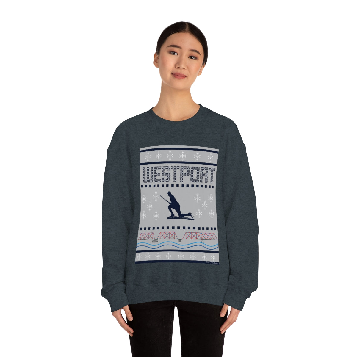 Westport Ugly Holiday Blue / White  Unisex Heavy Blend™ Crewneck Sweatshirt