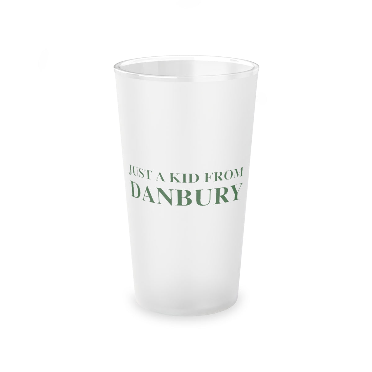 just a kid from danbury ct pint glass drinkware