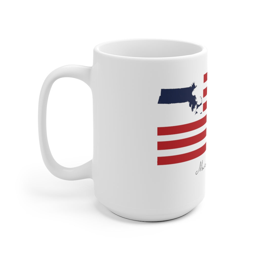 Massachusetts  American Flag collection has tee shirts, mugs, reusable bags, and other apparel and gifts. All proceeds goes to help build the Finding New England brand and get our website up and going. Free shipping on all products. 