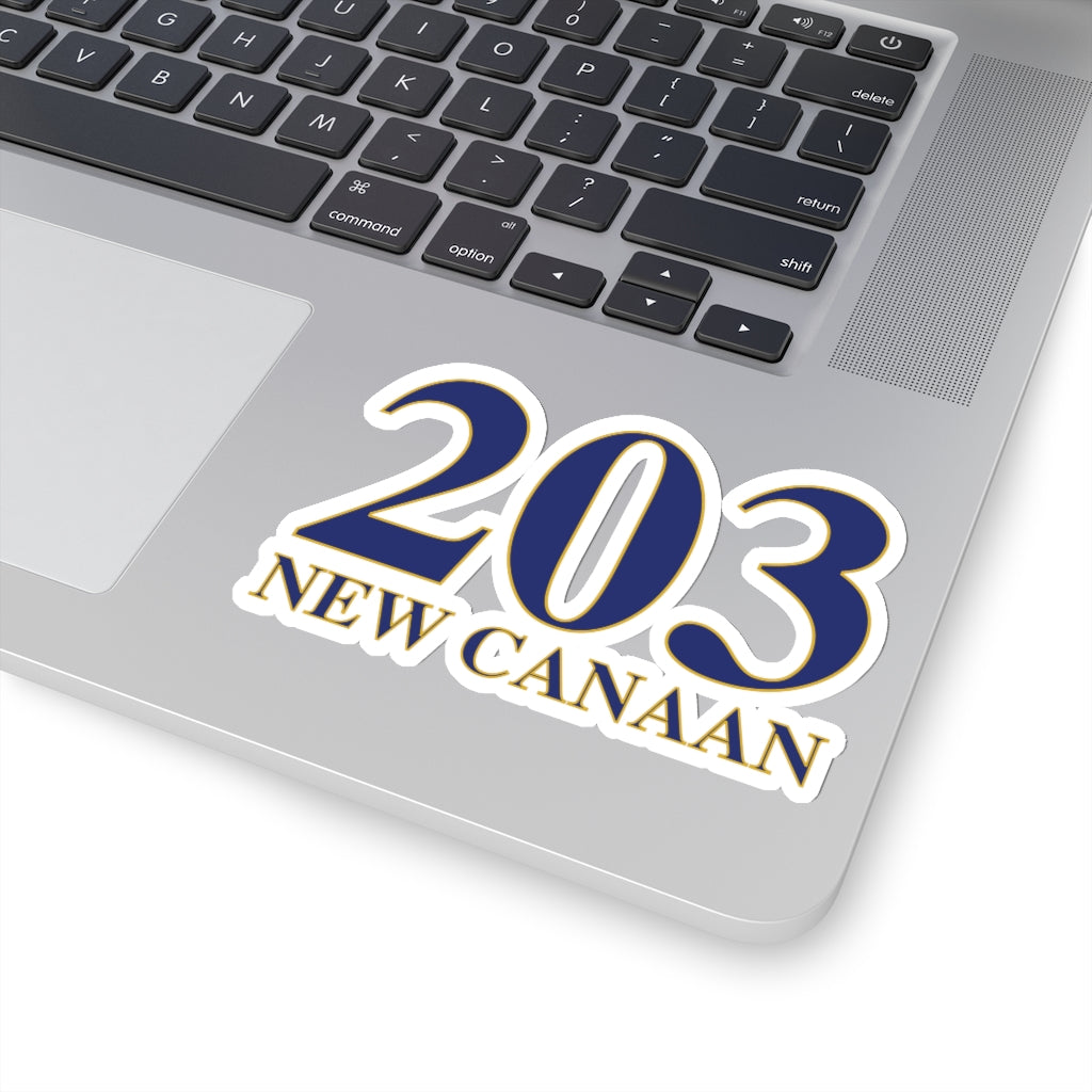 203 New Canaan Kiss-Cut Stickers  The 203 New Canaan Collection. Show off New Canaan and Connecticut at the same time. Colors were inspired by the Connecticut state flag.   Proceeds help build Finding New Canaan and Finding Connecticut's brand. 