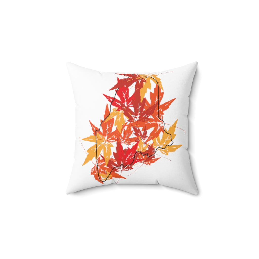 Maine Leaves Spun Polyester Square Pillow