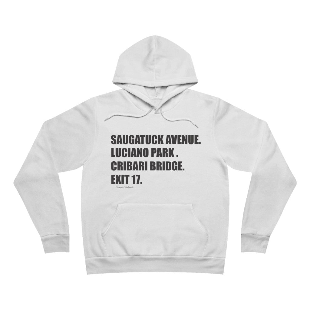 Saugatuck Ave. Luciano Park. Cribari Bridge. Exit 17. Unisex Sponge Fleece Pullover Hoodie  How do you say Westport without saying Westport? Westport, Connecticut is filled with unique aspects. Each providing different elements that make up the town from historic to modern traditions.   Proceeds of this collection goes to help build Finding Westport and Finding Connecticut's  brands. 