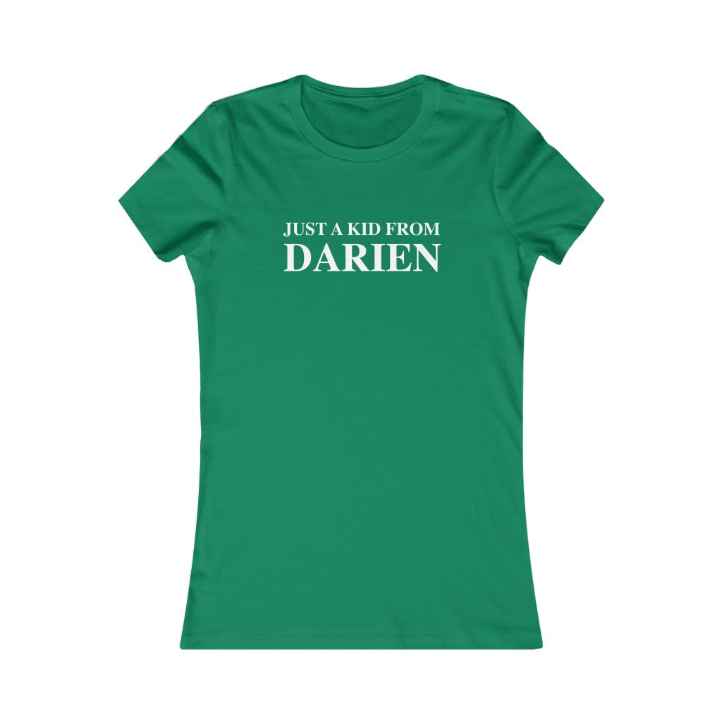 just a kid from darien ct womens tee shirt