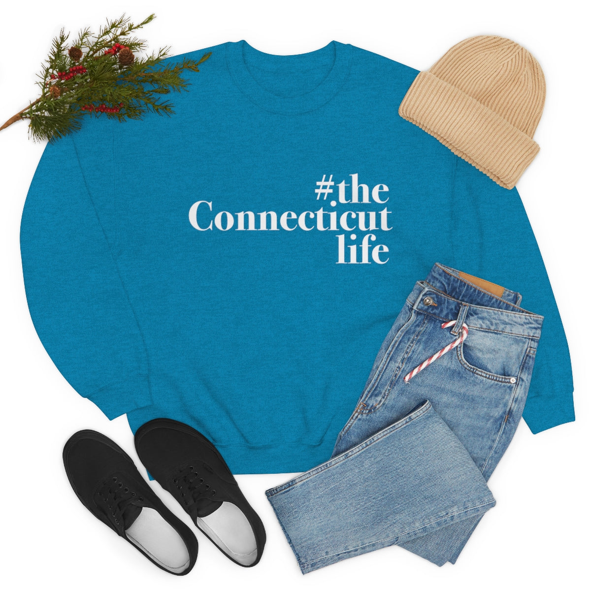 #theconnecticutlife Unisex Heavy Blend™ Crewneck Sweatshirt - White Font