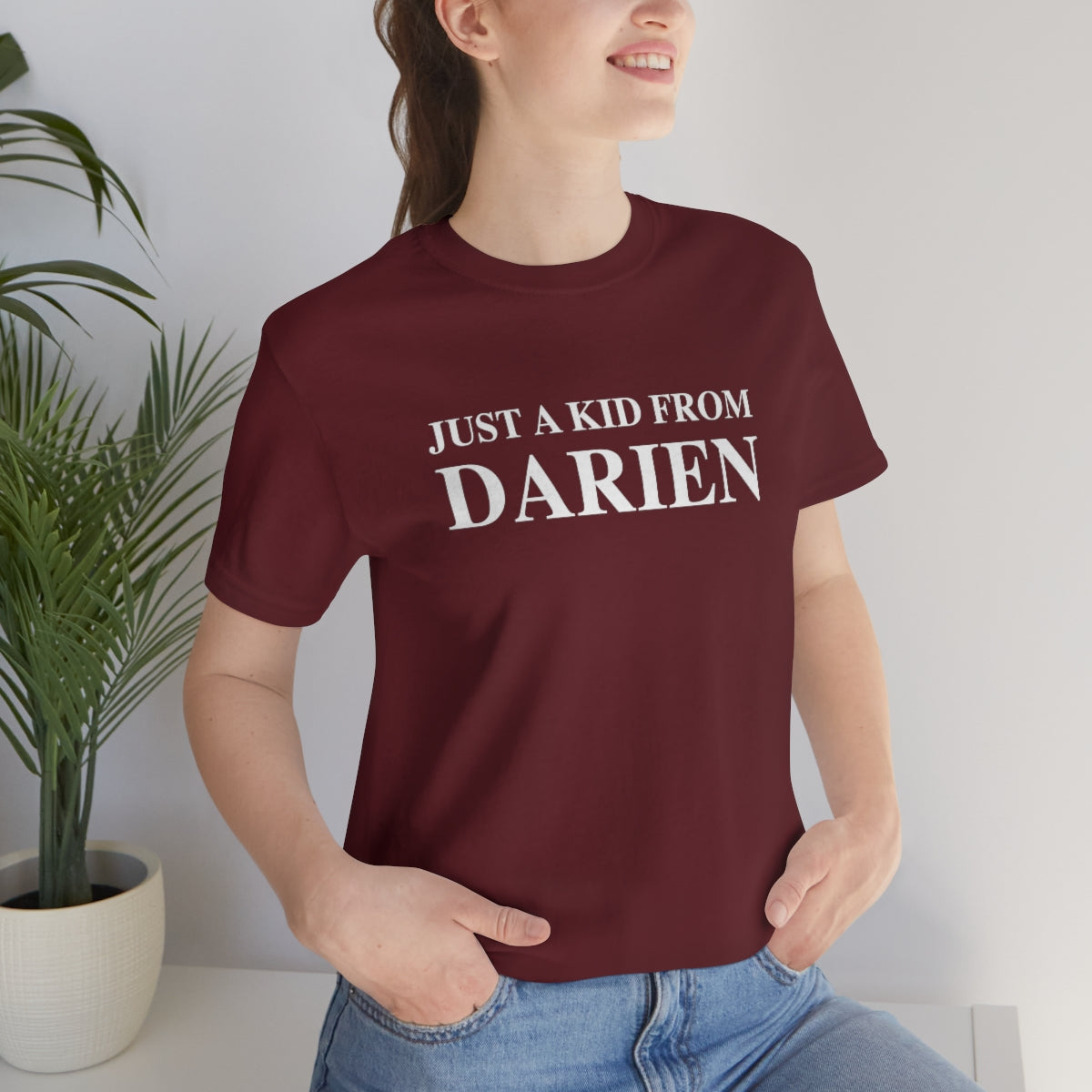 Just a kid from Darien Unisex Jersey Short Sleeve Tee