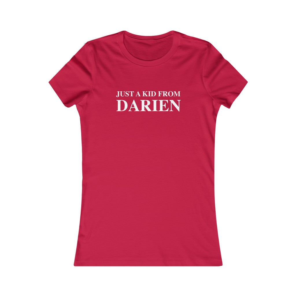 just a kid from darien ct womens tee shirt