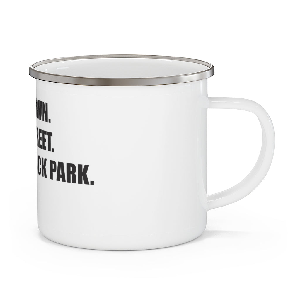 Coleytown. Main Street. Hitchcock Park. Exit 42. Enamel Camping Mug  How do you say Westport without saying Westport? Westport, Connecticut is filled with unique aspects. Each providing different elements that make up the town from historic to modern traditions.   Proceeds of this collection goes to help build Finding Westport and Finding Connecticut's  brands. 