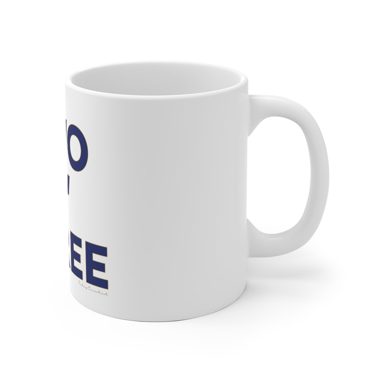 Two O' Three White Ceramic Mug (blue)