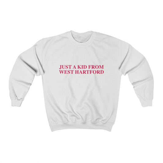 Just a kid from West Hartford sweatshirt. West Hartford Connecticut tee shirts, hoodies sweatshirts, mugs, other apparel, home gifts, and souvenirs. Proceeds of this collection go to help Finding Connecticut’s brand. Free USA shipping. 