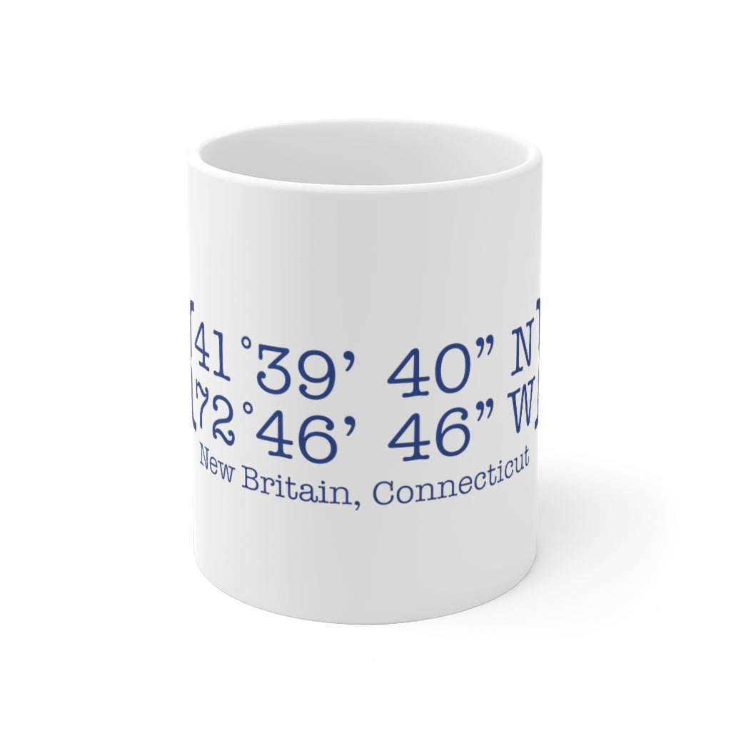 New Britain Coordinates White Ceramic Mug