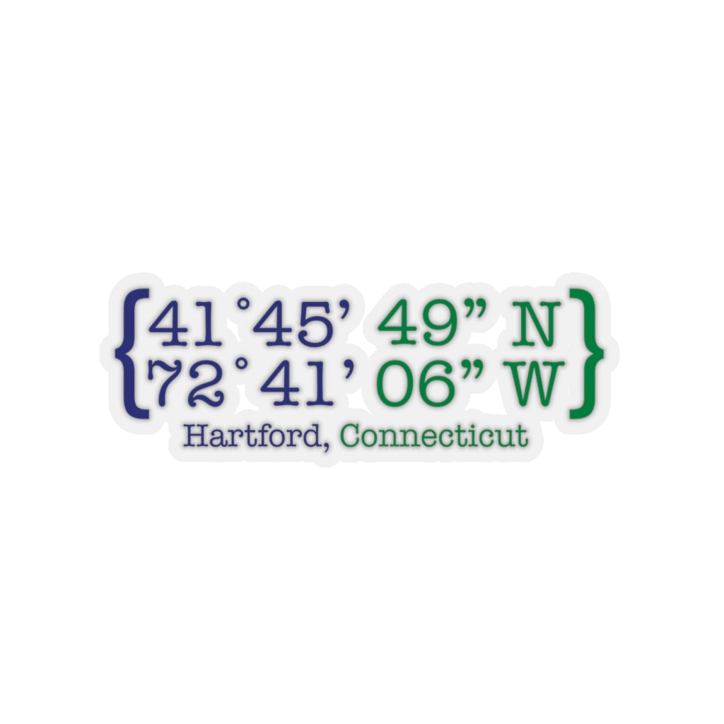 Hartford Coordinates Kiss-Cut Stickers  Proceeds help grow Finding Connecticut's website and brand.   Click here to return to our home page.