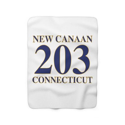 203 New Canaan Sherpa Fleece Blanket   The 203 New Canaan Collection. Show off New Canaan and Connecticut at the same time. Colors were inspired by the Connecticut state flag.   Proceeds help build Finding New Canaan and Finding Connecticut's brand. 