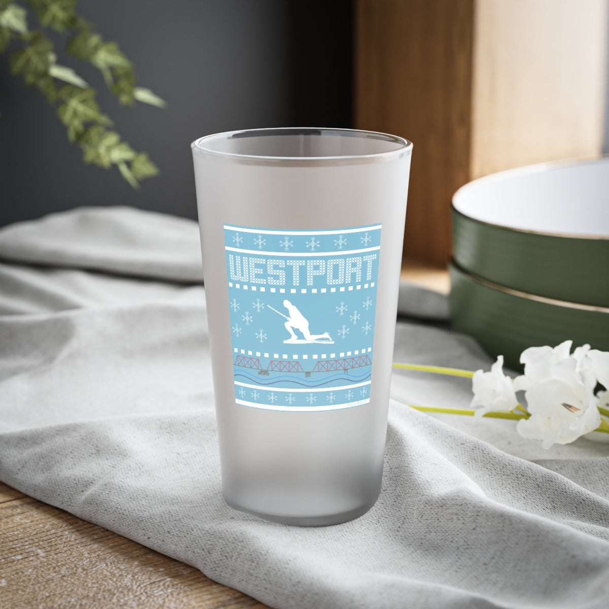 Westport Frosted Pint Glass, 16oz