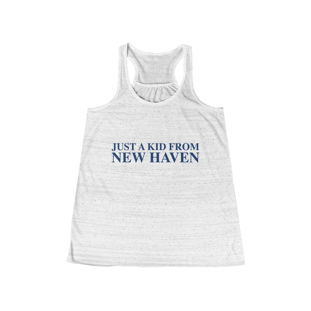 Just a kid from New Haven Women's Flowy Racerback Tank