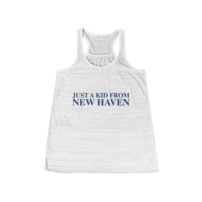 Just a kid from New Haven Women's Flowy Racerback Tank