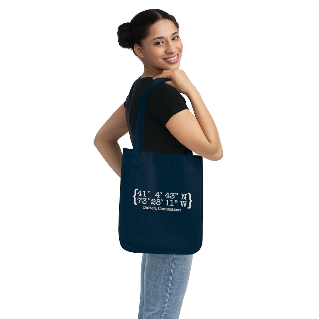 Darien Coordinates Organic Canvas Tote Bag