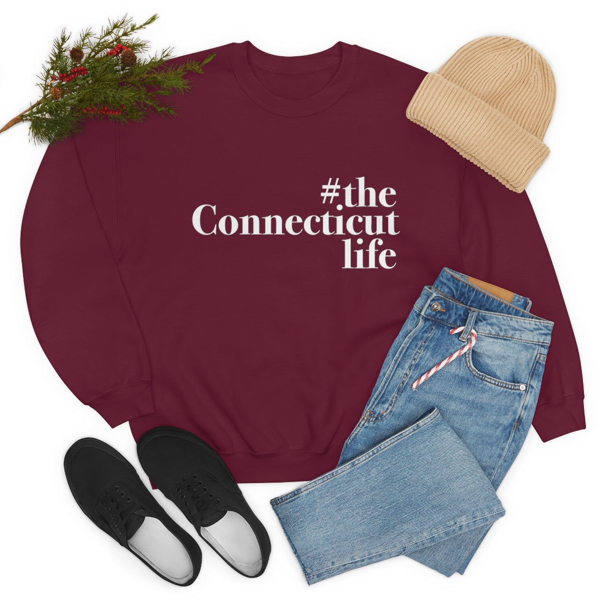 #theconnecticutlife Unisex Heavy Blend™ Crewneck Sweatshirt - White Font