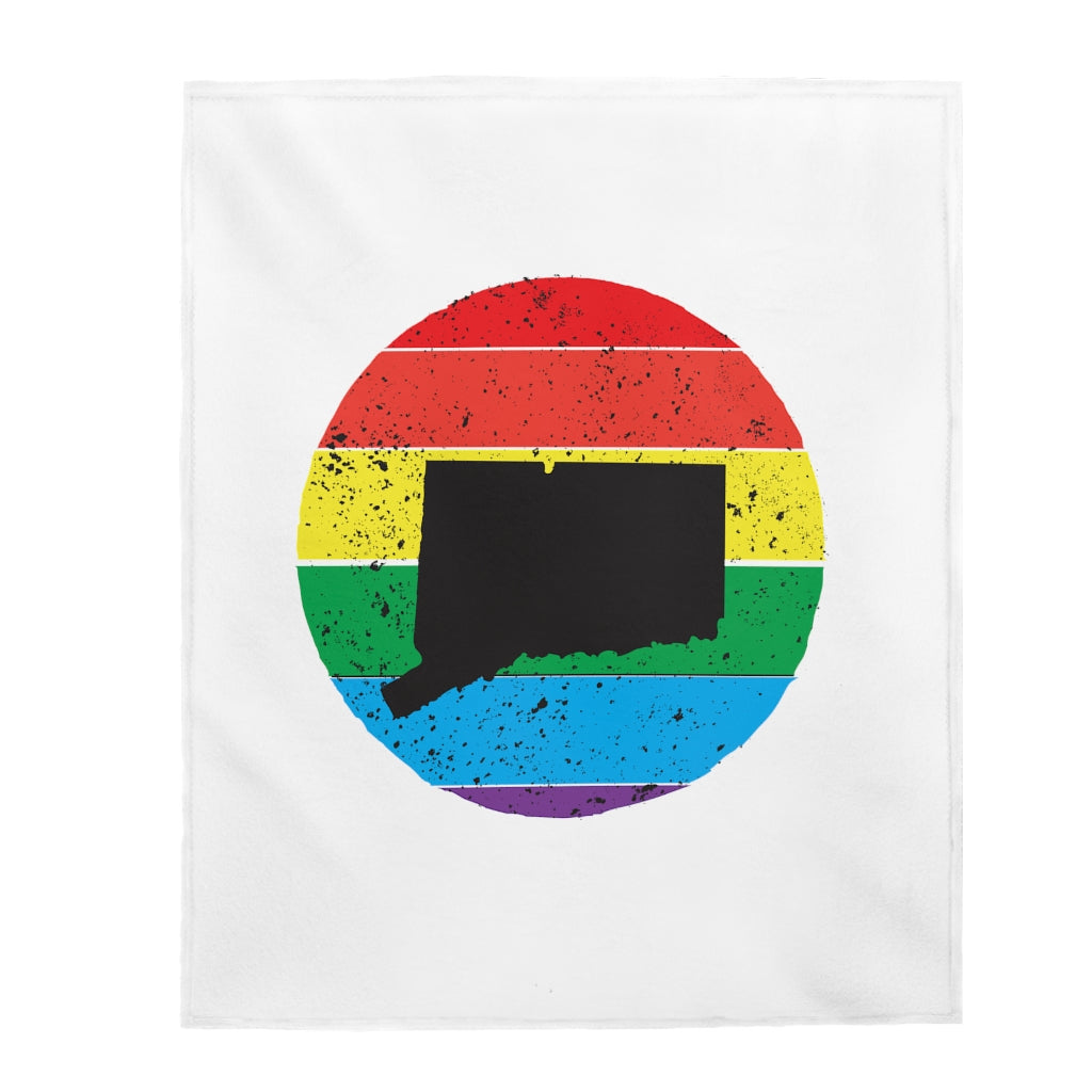 Connecticut Rainbow Velveteen Plush Blanket