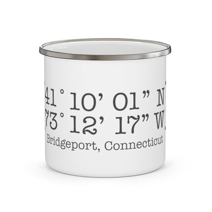Bridgeport Coordiantes camping mug  // bridgeport, Connecticut // Finding Conencticut