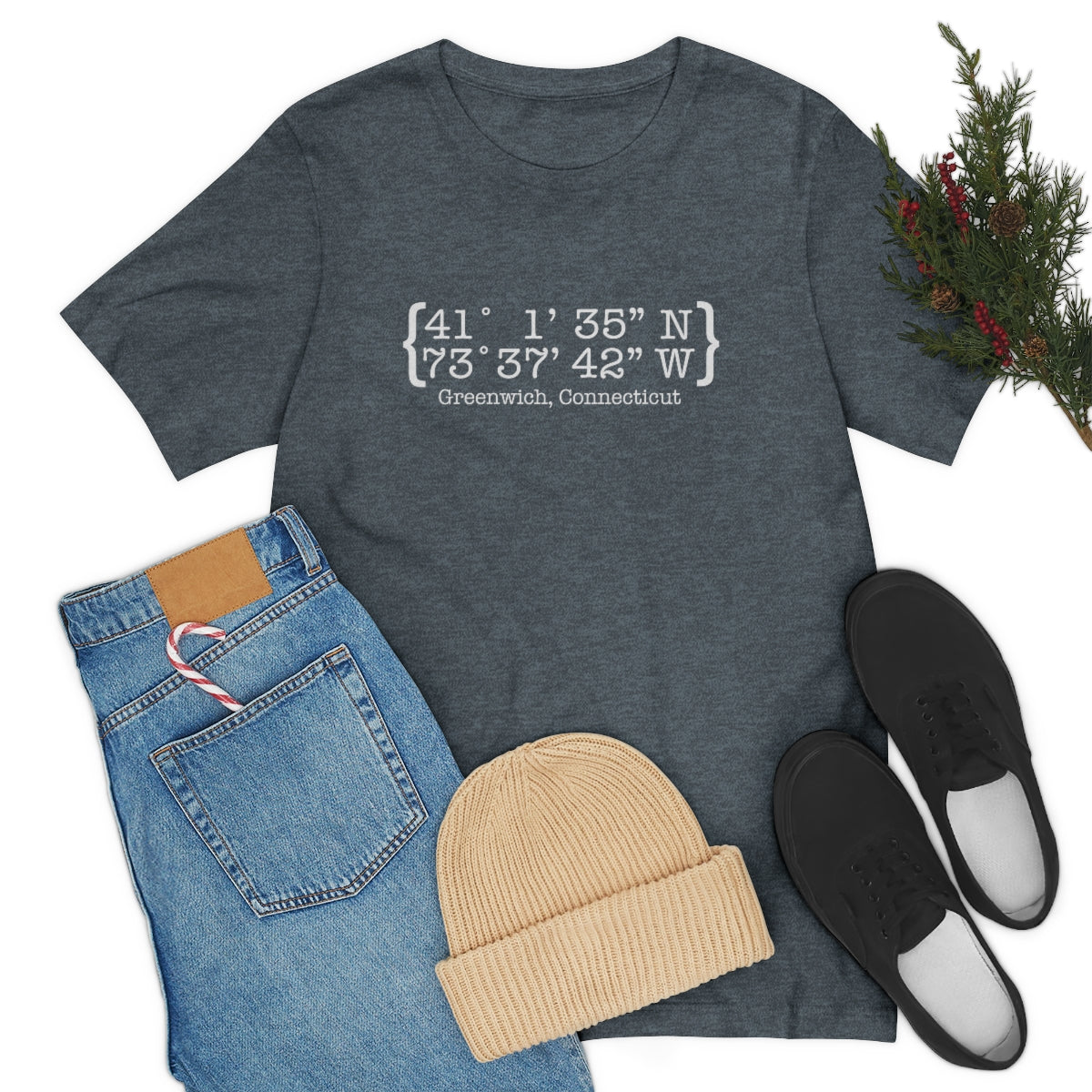 Greenwich Coordinates // greenwich CT unisex t shirt   // finding connecticut