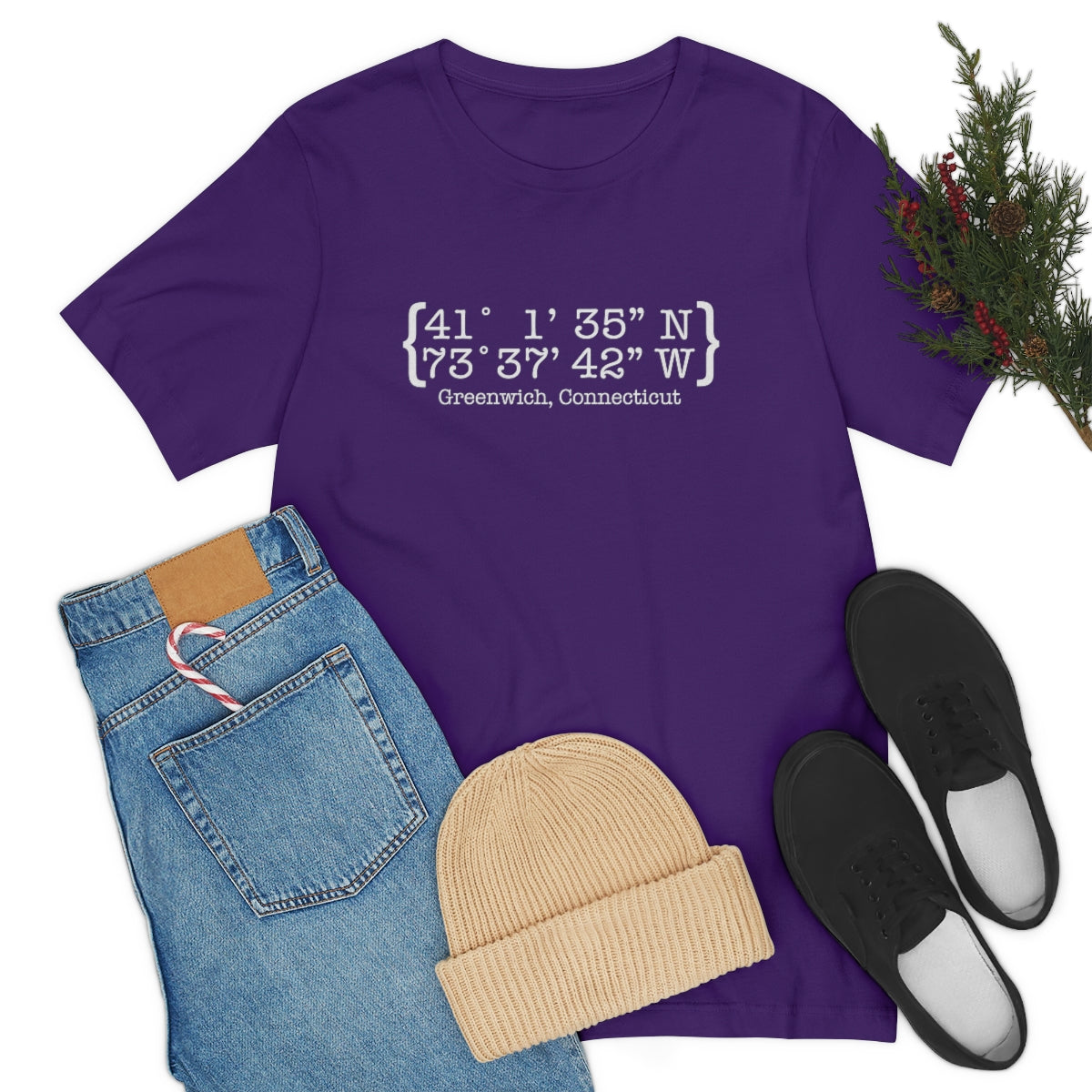 Greenwich Coordinates // greenwich CT unisex t shirt   // finding connecticut
