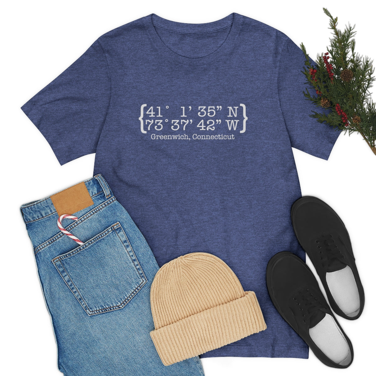 Greenwich Coordinates // greenwich CT unisex t shirt   // finding connecticut