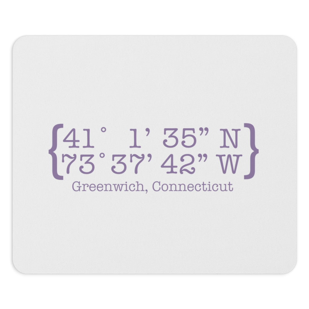 Greenwich Coordinates // greenwich Connecticut mouse pad  // finding connecticut