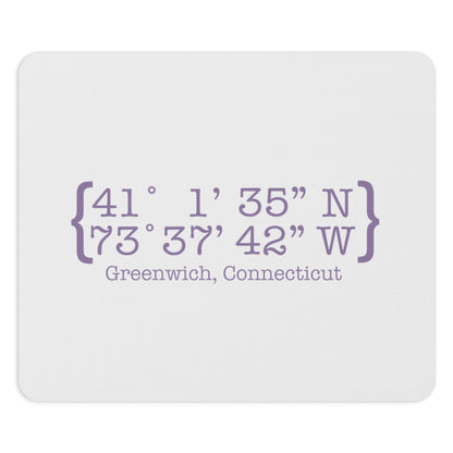 Greenwich Coordinates // greenwich Connecticut mouse pad  // finding connecticut