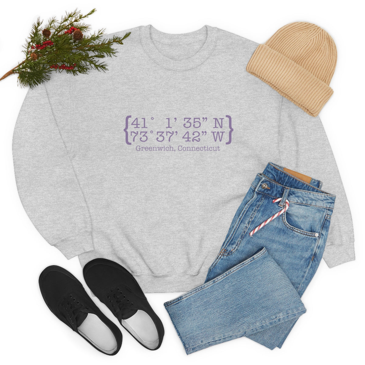 Greenwich Coordinates // greenwich Connecticut unisex sweatshirt  // finding connecticut