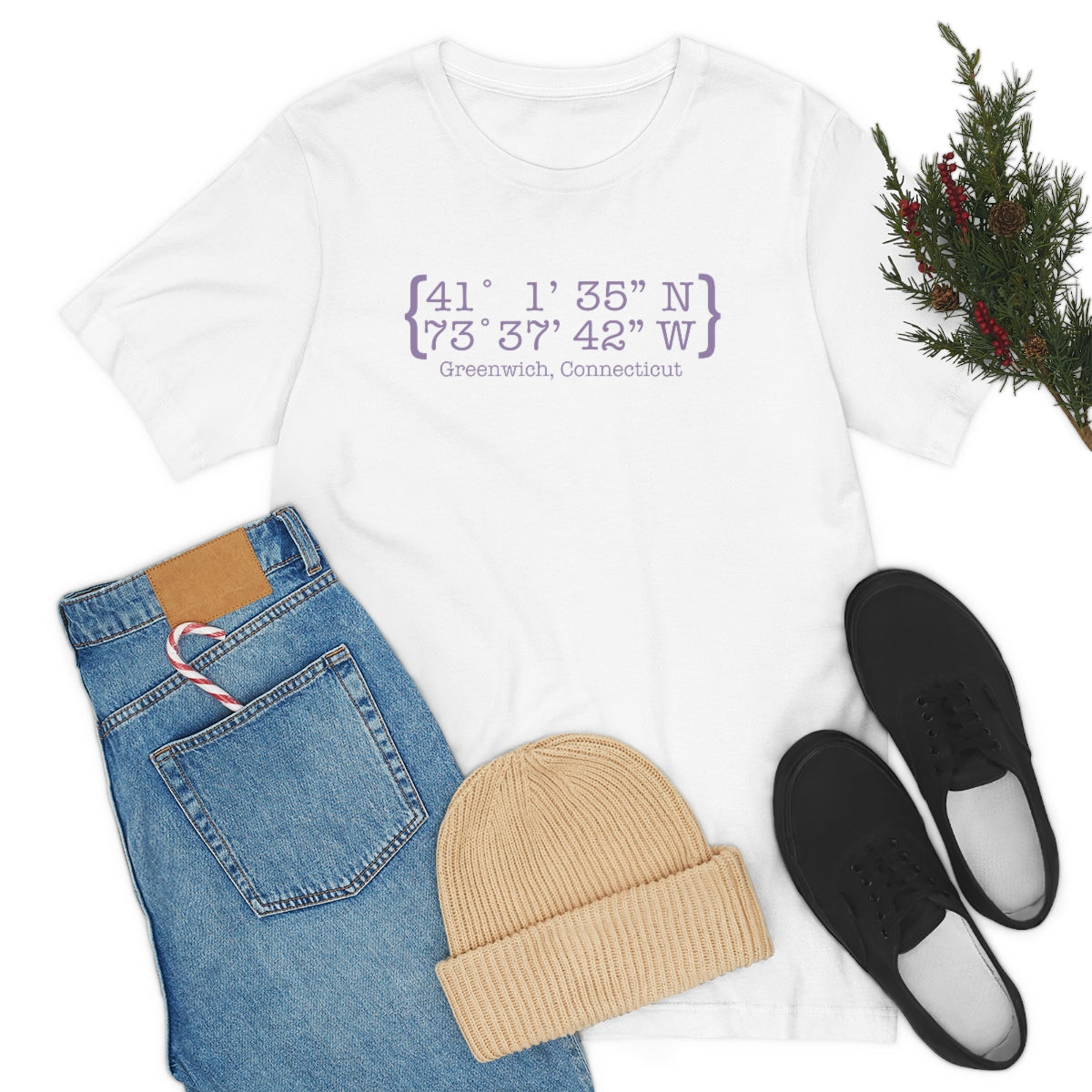 Greenwich Coordinates // greenwich Connecticut unisex t shirt    // finding connecticut