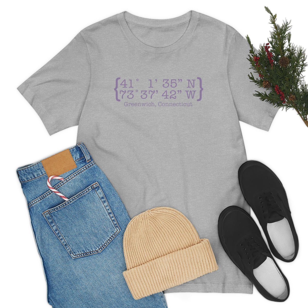 Greenwich Coordinates // greenwich Connecticut unisex t shirt    // finding connecticut