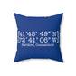 Hartford Coordinates Spun Polyester Square Pillow  Proceeds help grow Finding Connecticut's website and brand.   Click here to return to our home page.
Hartford Coordinates // Hartford CT pillow // finding Connecticut 