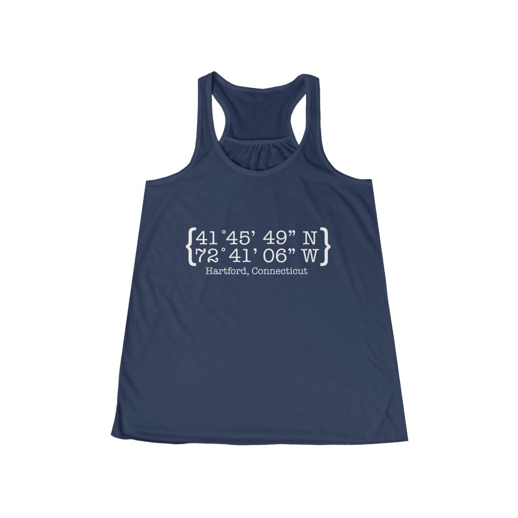 Hartford Coordinates Women's Flowy Racerback Tank  Proceeds help grow Finding Connecticut's website and brand.   Click here to return to our home page.

Hartford Coordinates // Hartford Connecticut tank top shirt /// finding connecticut 