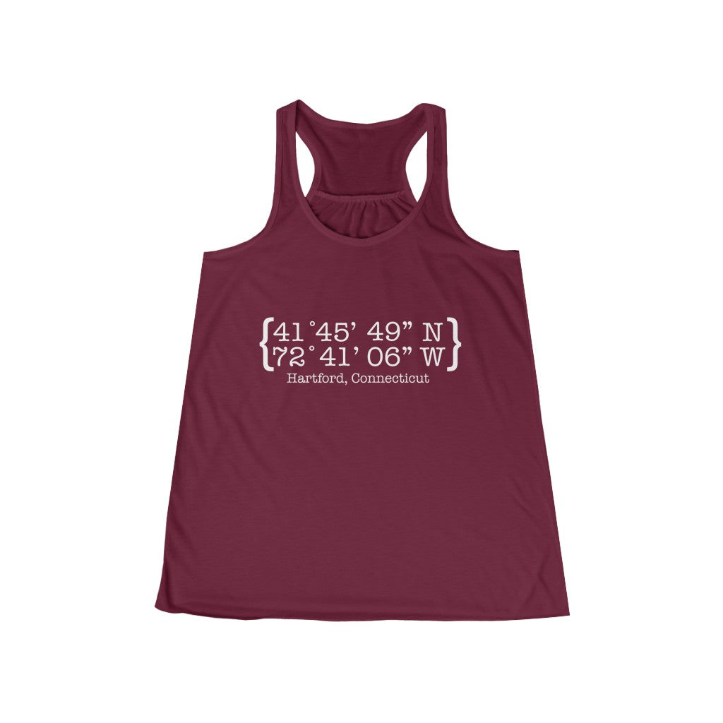 Hartford Coordinates Women's Flowy Racerback Tank  Proceeds help grow Finding Connecticut's website and brand.   Click here to return to our home page.

Hartford Coordinates // Hartford Connecticut tank top shirt /// finding connecticut 