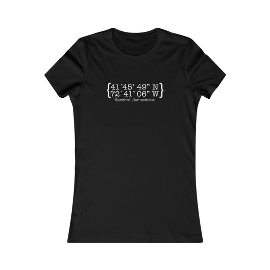 Hartford Coordinates Woman's Favorite Tee  Proceeds help grow Finding Connecticut's website and brand.   Click here to return to our home page.

Hartford Coordinates // hartfor ct womens t shirt // finding conneticut 