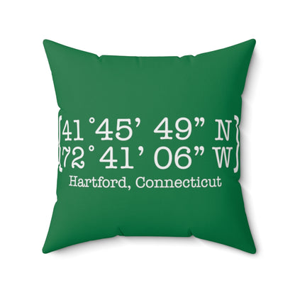 Hartford Coordinates Spun Polyester Square Pillow  Proceeds help grow Finding Connecticut's website and brand.   Click here to return to our home page.

Hartford Coordinates  // hartford conn pillow // finding connecticut 