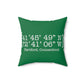 Hartford Coordinates Spun Polyester Square Pillow  Proceeds help grow Finding Connecticut's website and brand.   Click here to return to our home page.

Hartford Coordinates  // hartford conn pillow // finding connecticut 