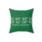 Hartford Coordinates Spun Polyester Square Pillow  Proceeds help grow Finding Connecticut's website and brand.   Click here to return to our home page.

Hartford Coordinates  // hartford conn pillow // finding connecticut 