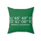 Hartford Coordinates Spun Polyester Square Pillow  Proceeds help grow Finding Connecticut's website and brand.   Click here to return to our home page.

Hartford Coordinates  // hartford conn pillow // finding connecticut 